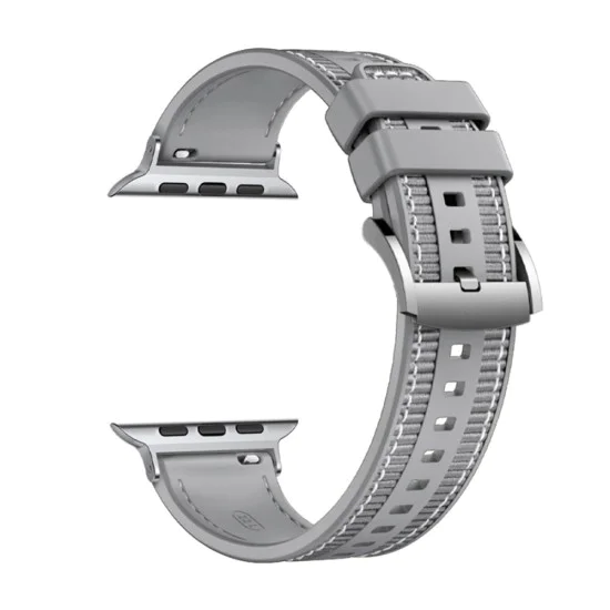 Каишка за часовник за Apple Watch 1/2/3/3/4/4/5/5/5/6/6/7/8/7/8/9/10/SE/SE/SE 2/Ultra/Ultra 2 (42/44/45/46/49 мм) - Каишка за часовник (W051) - Сив