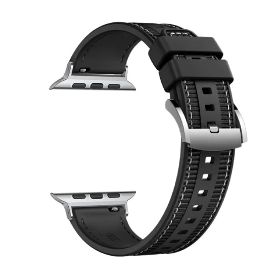 Каишка за Apple Watch 1/2/3/3/4/4/5/5/5/6/6/7/8/7/8/9/10/SE/SE/SE 2/Ultra/Ultra 2 ( 42/44/45/46/49 мм) - Каишка за часовник (W051) - Черен