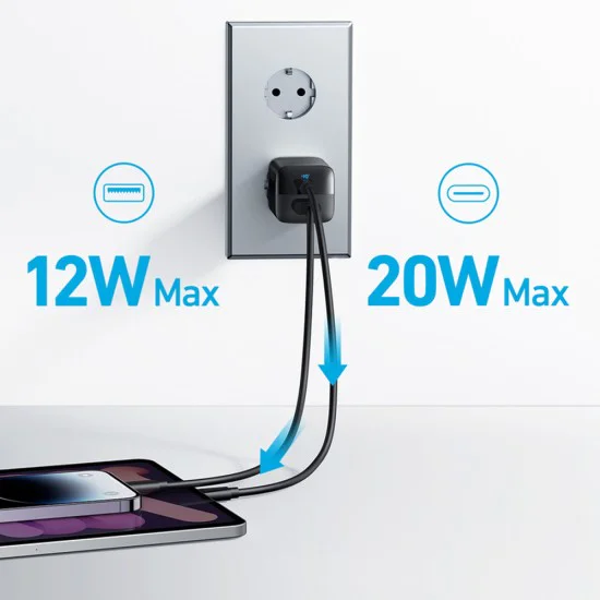 Priza Charger Type-C, USB, Fast Charging, 33W - Anker 323 (A2331G11) - Черен