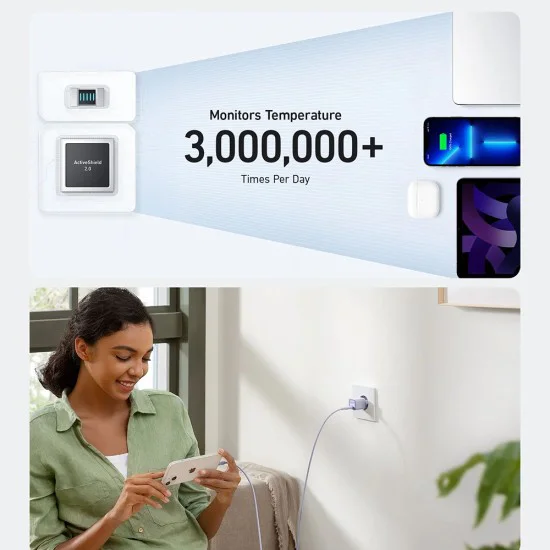 Зарядно устройство Priza GaN, Type-C, 30W - Anker (A2147G21) - Бяло