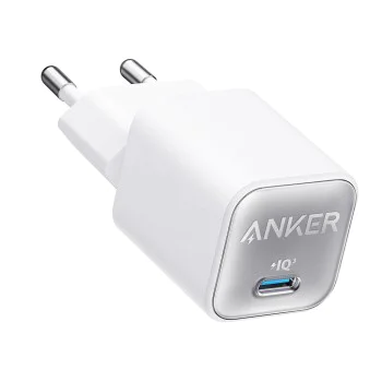 Зарядно устройство Priza GaN, Type-C, 30W - Anker (A2147G21) - Бяло