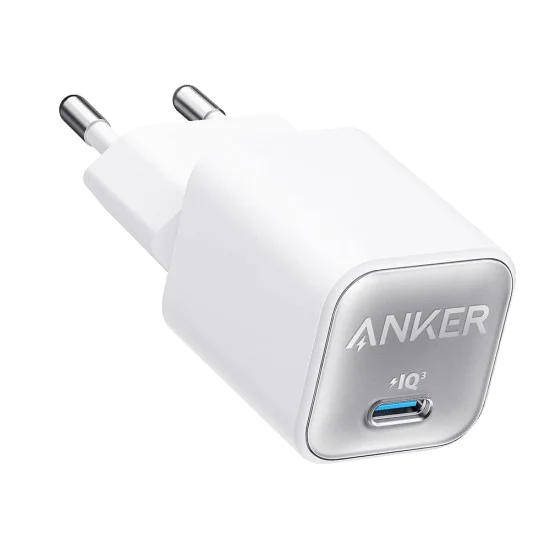 Зарядно устройство Priza GaN, Type-C, 30W - Anker (A2147G21) - Бяло