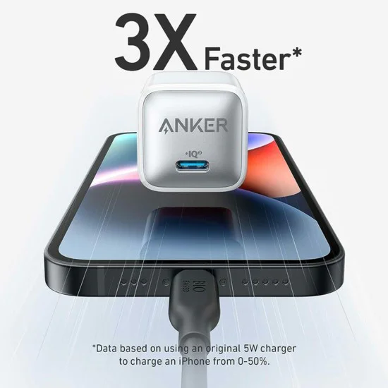 Зарядно устройство Priza Type-C, 20W, PowerIQ 3.0 - Anker 512, Nano 3 (A2346G21) - Бяло