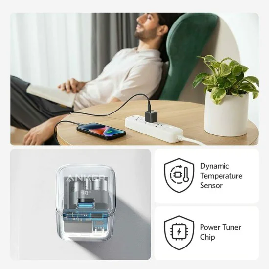 Зарядно устройство Priza Type-C, 20W, PowerIQ 3.0 - Anker 512, Nano 3 (A2346G21) - Бяло