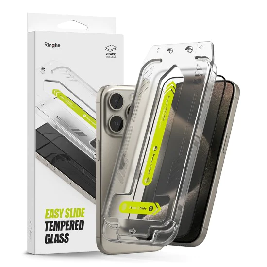 Протектор за iPhone 15 Pro (комплект от 2) - Ringke Easy Slide Tempered Glass - Clear