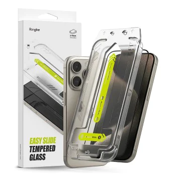 Протектор за iPhone 15 Pro Max (комплект от 2) - Ringke Easy Slide Tempered Glass - Clear