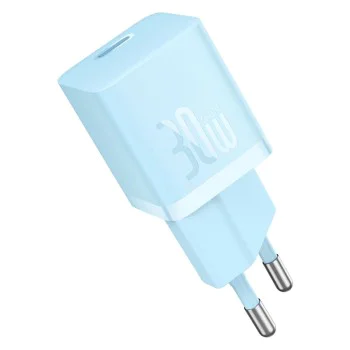 Зарядно устройство Type-C, бързо зареждане, GaN, 30W + Type-C кабел, 100W, 1m - Baseus (P1011090902313-00) - Galaxy Blue