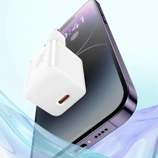 Зарядно устройство Type-C, бързо зареждане, GaN, 30W + Type-C кабел, 100W, 1m - Baseus (P1011090902113-00) - Cluster Black