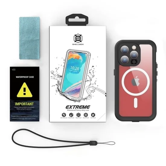 Калъф за iPhone 15 Pro - ShellBox Waterproof IP68 MagSafe Case - черен