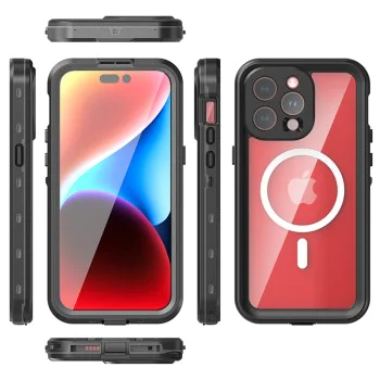 Калъф за iPhone 15 Pro Max - ShellBox Waterproof IP68 MagSafe Case - черен