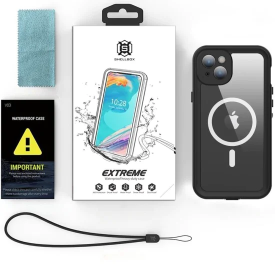 Калъф за iPhone 15 Plus - ShellBox Waterproof IP68 MagSafe Case - черен