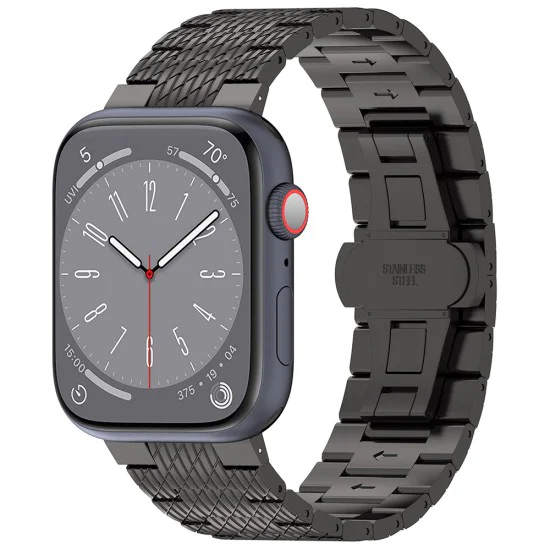 Каишка за Apple Watch 1/2/3/3/4/4/5/5/6/6/7/8/7/8/9/10/10/SE/SE 2 (38/40/41/42 mm ) - Каишка за часовник (W052) - Черна