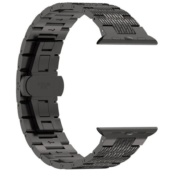 Каишка за Apple Watch 1/2/3/3/4/4/5/5/6/6/7/8/7/8/9/10/10/SE/SE 2 (38/40/41/42 mm ) - Каишка за часовник (W052) - Черна
