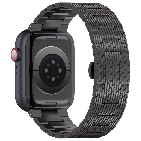 Каишка за Apple Watch 1/2/3/3/4/4/5/5/6/6/7/8/7/8/9/10/10/SE/SE 2 (38/40/41/42 mm ) - Каишка за часовник (W052) - Черна