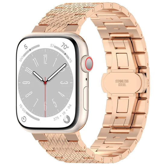 Каишка за Apple Watch 1/2/3/3/4/4/5/5/6/6/7/8/7/8/9/10/10/SE/SE 2 (38/40/41/42 mm ) - Каишка за часовник (W052) - Розово злато