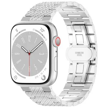 Каишка за Apple Watch 1/2/3/3/4/4/5/5/6/6/7/8/7/8/9/10/10/SE/SE 2 (38/40/41/42 mm ) - Каишка за часовник (W052) - Сребро