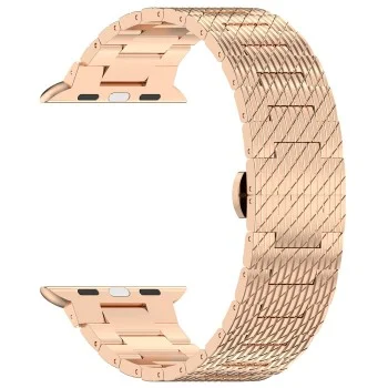 Каишка за часовник за Apple Watch 1/2/3/3/4/4/5/5/5/6/6/7/8/7/8/9/10/SE/SE/SE 2/Ultra/Ultra 2 (42/44/45/46/49 мм) - Каишка за часовник (W052) - Розово злато