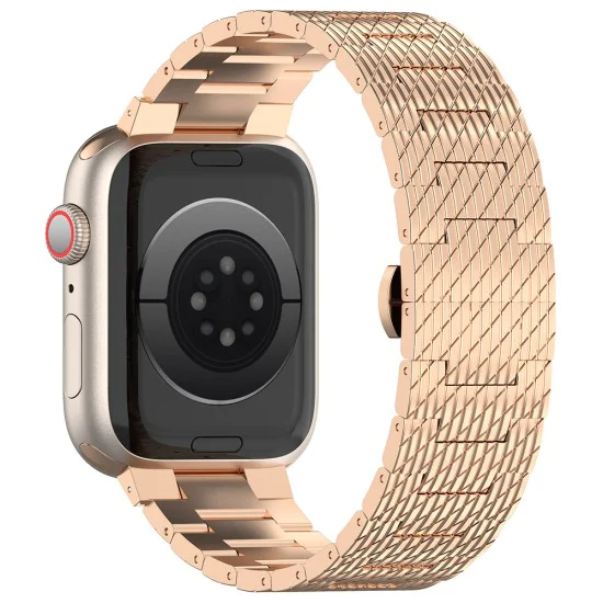 Каишка за часовник за Apple Watch 1/2/3/3/4/4/5/5/5/6/6/7/8/7/8/9/10/SE/SE/SE 2/Ultra/Ultra 2 (42/44/45/46/49 мм) - Каишка за часовник (W052) - Розово злато