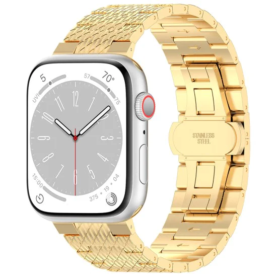 Каишка за часовник за Apple Watch 1/2/3/3/4/4/5/5/5/6/6/7/8/7/8/9/10/SE/SE/SE 2/Ultra/Ultra 2 (42/44/45/46/49 мм) - Каишка за часовник (W052) - Злато