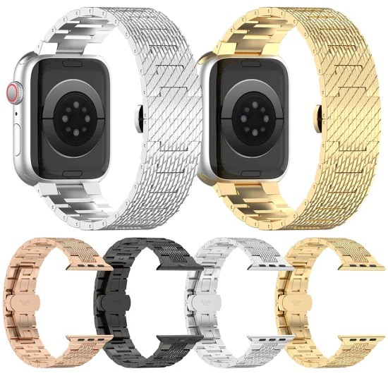 Каишка за часовник за Apple Watch 1/2/3/3/4/4/5/5/5/6/6/7/8/7/8/9/10/SE/SE/SE 2/Ultra/Ultra 2 (42/44/45/46/49 мм) - Каишка за часовник (W052) - Злато