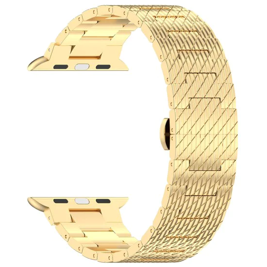 Каишка за часовник за Apple Watch 1/2/3/3/4/4/5/5/5/6/6/7/8/7/8/9/10/SE/SE/SE 2/Ultra/Ultra 2 (42/44/45/46/49 мм) - Каишка за часовник (W052) - Злато