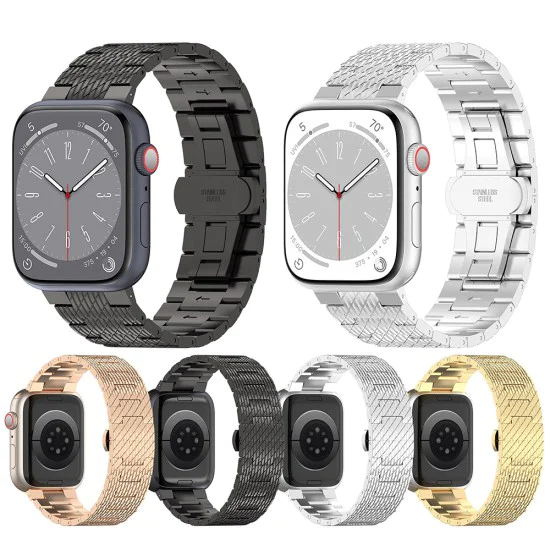 Каишка за часовник за Apple Watch 1/2/3/3/4/4/5/5/5/6/6/7/8/7/8/9/10/SE/SE/SE 2/Ultra/Ultra 2 (42/44/45/46/49 мм) - Каишка за часовник (W052) - Злато