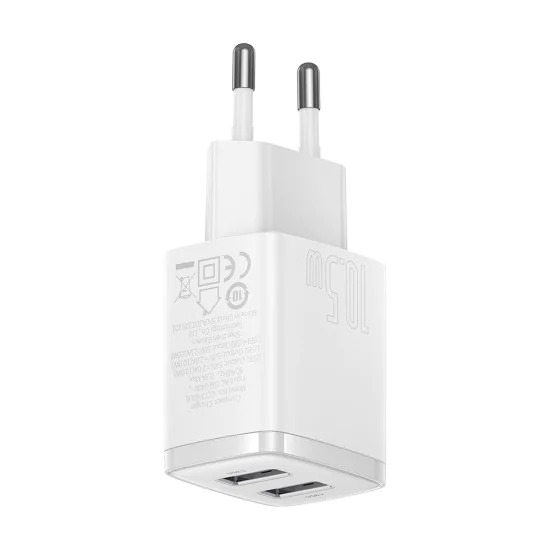 Букса за зарядно 2xUSB 10.5W - Baseus (CCXJ010202) - Бяла