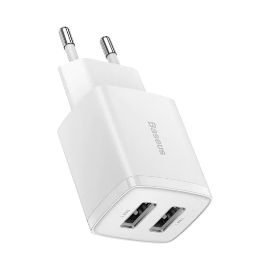 Букса за зарядно 2xUSB 10.5W - Baseus (CCXJ010202) - Бяла