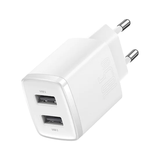 Букса за зарядно 2xUSB 10.5W - Baseus (CCXJ010202) - Бяла