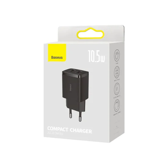 Зарядно 2xUSB 10.5W 2xUSB 10.5W - Baseus (CCXJ010201) - Черно