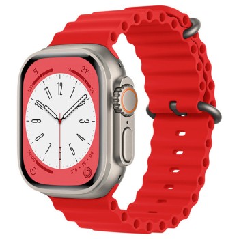 Каишка за часовник за Apple Watch 1/2/3/3/4/4/5/5/5/6/6/7/8/7/8/9/10/SE/SE/SE 2/Ultra/Ultra 2 (42/44/45/46/49 мм) - Каишка за часовник (W038) - Червен