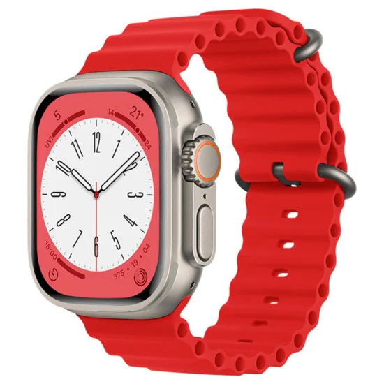 Каишка за часовник за Apple Watch 1/2/3/3/4/4/5/5/5/6/6/7/8/7/8/9/10/SE/SE/SE 2/Ultra/Ultra 2 (42/44/45/46/49 мм) - Каишка за часовник (W038) - Червен