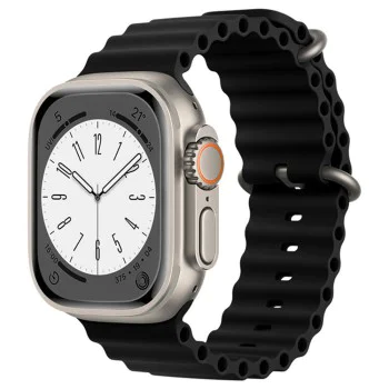 Каишка за часовник за Apple Watch 1/2/3/3/4/4/5/5/5/6/6/7/8/7/8/9/10/SE/SE/SE 2/Ultra/Ultra 2 (42/44/45/46/49 мм) - Каишка за часовник (W038) - Черен