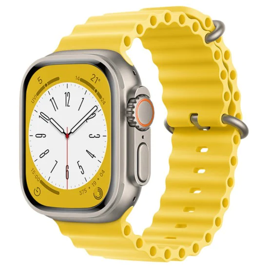 Каишка за часовник за Apple Watch 1/2/3/3/4/4/5/5/5/6/6/7/8/7/8/9/10/SE/SE/SE 2/Ultra/Ultra 2 (42/44/45/46/49 мм) - Каишка за часовник (W038) - Жълт