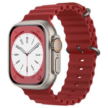 Каишка за Apple Watch 1/2/3/3/4/4/5/5/5/6/6/7/8/7/8/9/10/SE/SE/SE 2/Ultra/Ultra 2 ( 42/44/45/46/49 мм) - Каишка за часовник (W038) - Червено вино