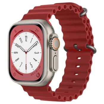 Каишка за Apple Watch 1/2/3/3/4/4/5/5/5/6/6/7/8/7/8/9/10/SE/SE/SE 2/Ultra/Ultra 2 ( 42/44/45/46/49 мм) - Каишка за часовник (W038) - Червено вино