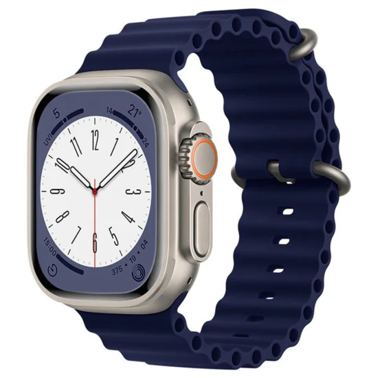 Каишка за часовник за Apple Watch 1/2/3/3/4/4/5/5/5/6/6/7/8/7/8/9/10/SE/SE/SE 2/Ultra/Ultra 2 (42/44/45/46/49 мм) - Каишка за часовник (W038) - Тъмно син
