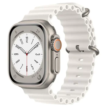 Каишка за Apple Watch 1/2/3/3/4/4/5/5/5/6/6/7/8/7/8/9/10/SE/SE/SE 2/Ultra/Ultra 2 ( 42/44/45/46/49 мм) - Каишка за часовник (W038) - Бяла