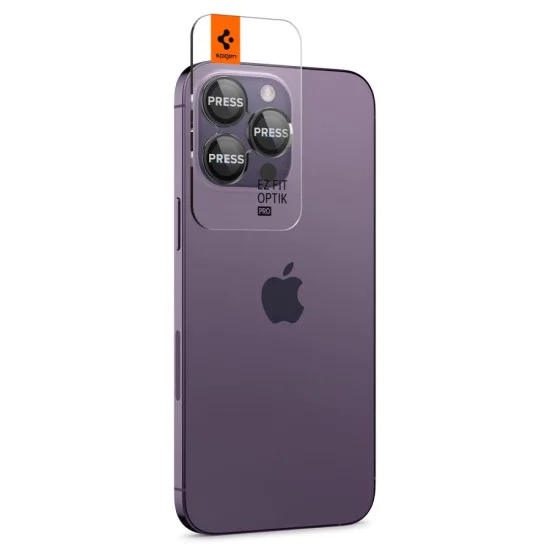 Протектор за камера за iPhone 14 Pro / iPhone 14 Pro Max (комплект 2) - Spigen Glas.tR Optik EZ Fit Pro - Черен