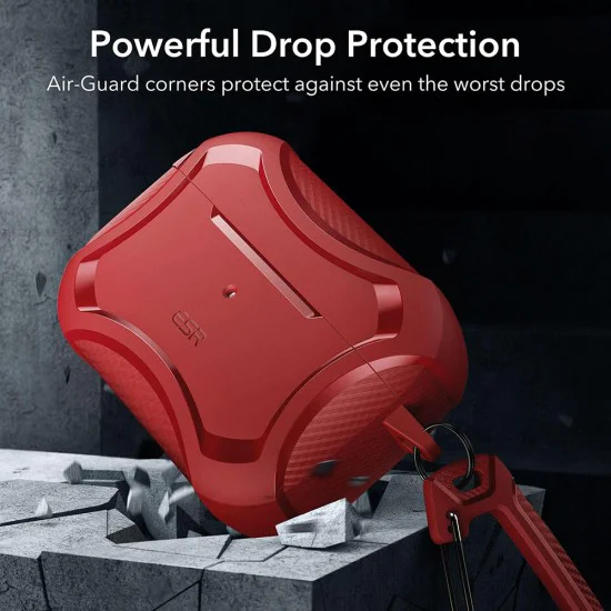Калъф за Apple AirPods Pro 1/2 - ESR Cyber ​​Armor Tough HaloLock - Червен