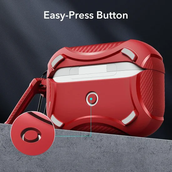 Калъф за Apple AirPods Pro 1/2 - ESR Cyber ​​Armor Tough HaloLock - Червен