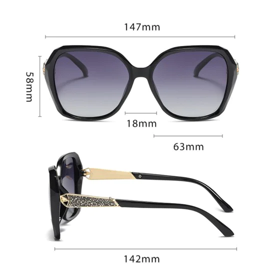 Дамски слънчеви очила - поляризирани (5599) - черни / сиви