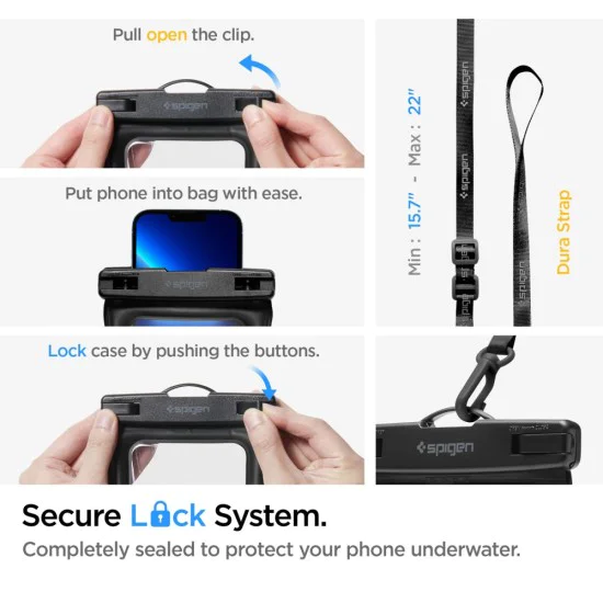 Подводен калъф + чанта - Spigen Waist Bag & Waterproof Case A621 - Черен