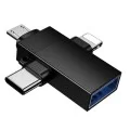 Адаптер 3 в 1 Borofone (BV26D) - USB 2.0 (F) към Lightning / Type-C / Micro-USB (M), зареждане и трансфер на данни, 1.5A - Черен