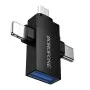 Адаптер 3 в 1 Borofone (BV26D) - USB 2.0 (F) към Lightning / Type-C / Micro-USB (M), зареждане и трансфер на данни, 1.5A - Черен