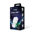 Адаптер за пътуване 3mk Travel Adapter incharge® Globe - US/EU/AUS/UK контакти, 2x Type-C, 45W GaN PD, QC4+ PPS SCP - Бял