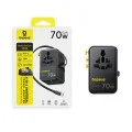 Адаптер за пътуване Baseus EnerCore CG11 (E0307E00) - с прибиращ се Type-C кабел, GaN6, 2x AC, 2x USB, USB-C, 70W - Черен