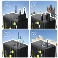 Адаптер за пътуване Baseus PicoGo AG11 (E0307F00) - с прибиращ се Type-C кабел, 2x AC, 2x USB, USB-C, 45W, универсален - Черен