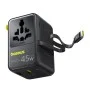 Адаптер за пътуване Baseus PicoGo AG11 (E0307F00) - с прибиращ се Type-C кабел, 2x AC, 2x USB, USB-C, 45W, универсален - Черен