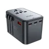 Адаптер за пътуване Z1 – Acefast, 3x Type-C, 2x USB, GaN, EU/UK/AUS/US, PD75W, многофункционално бързо зарядно устройство – черно